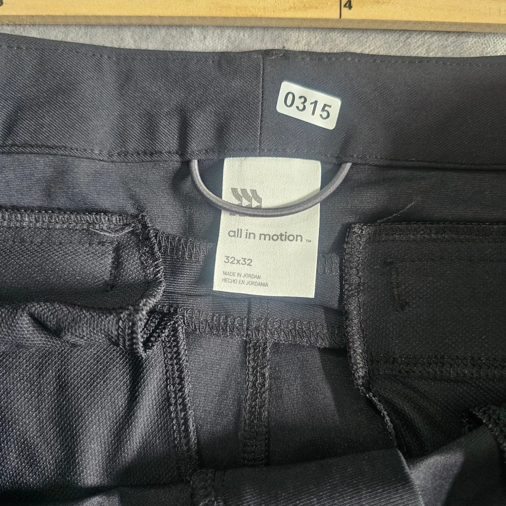 All in Motion Mens Golf Pants Black Stretch Performance Trousers 32x32